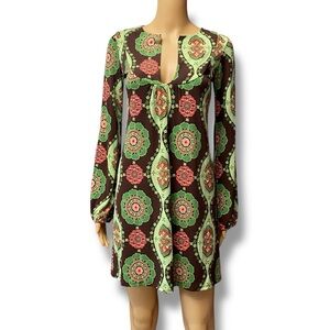 Velvet Torch Long Sleeve Mini Dress In Pink Green